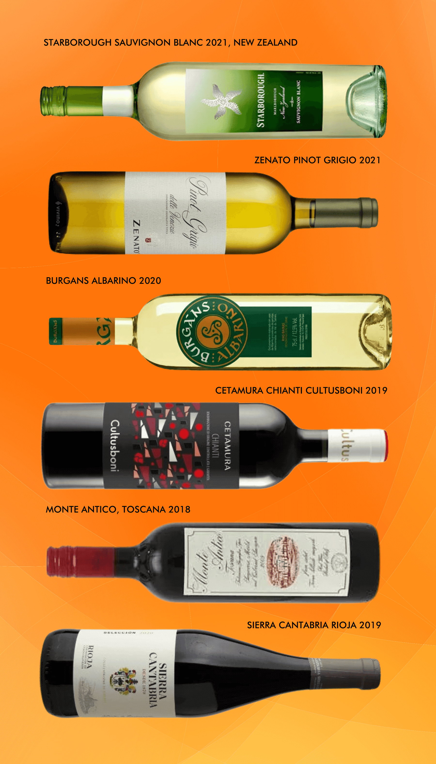 Six Wines Under $15 - September Edition featuring various white and red wines from different regions.