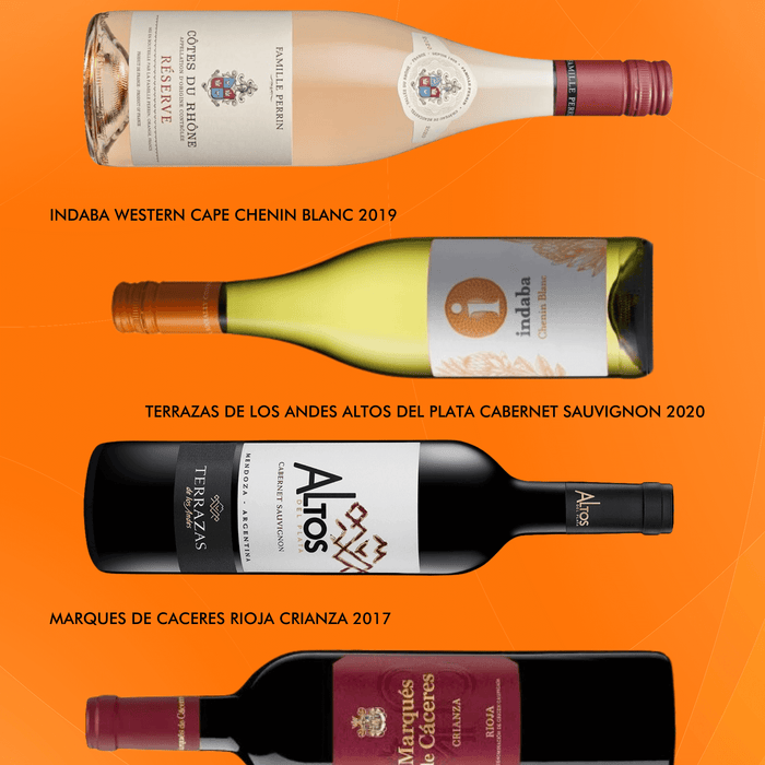 Six Wines Under $15 - July Edition featuring various wine bottles from 2017 to 2020.