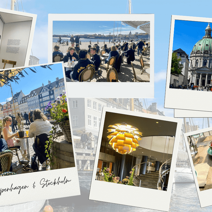 Design, Discovery, and the Drive to Create: a collage featuring scenes from Copenhagen and Stockholm.