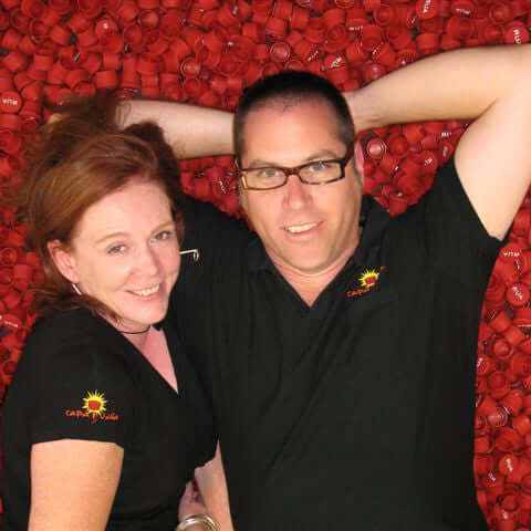 One if by land, two if by sea, three if it makes a four course meal with two people on red bottle caps.