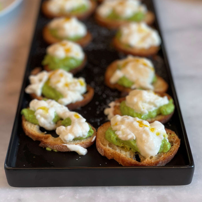 Fava Bean and Burrata Crostini