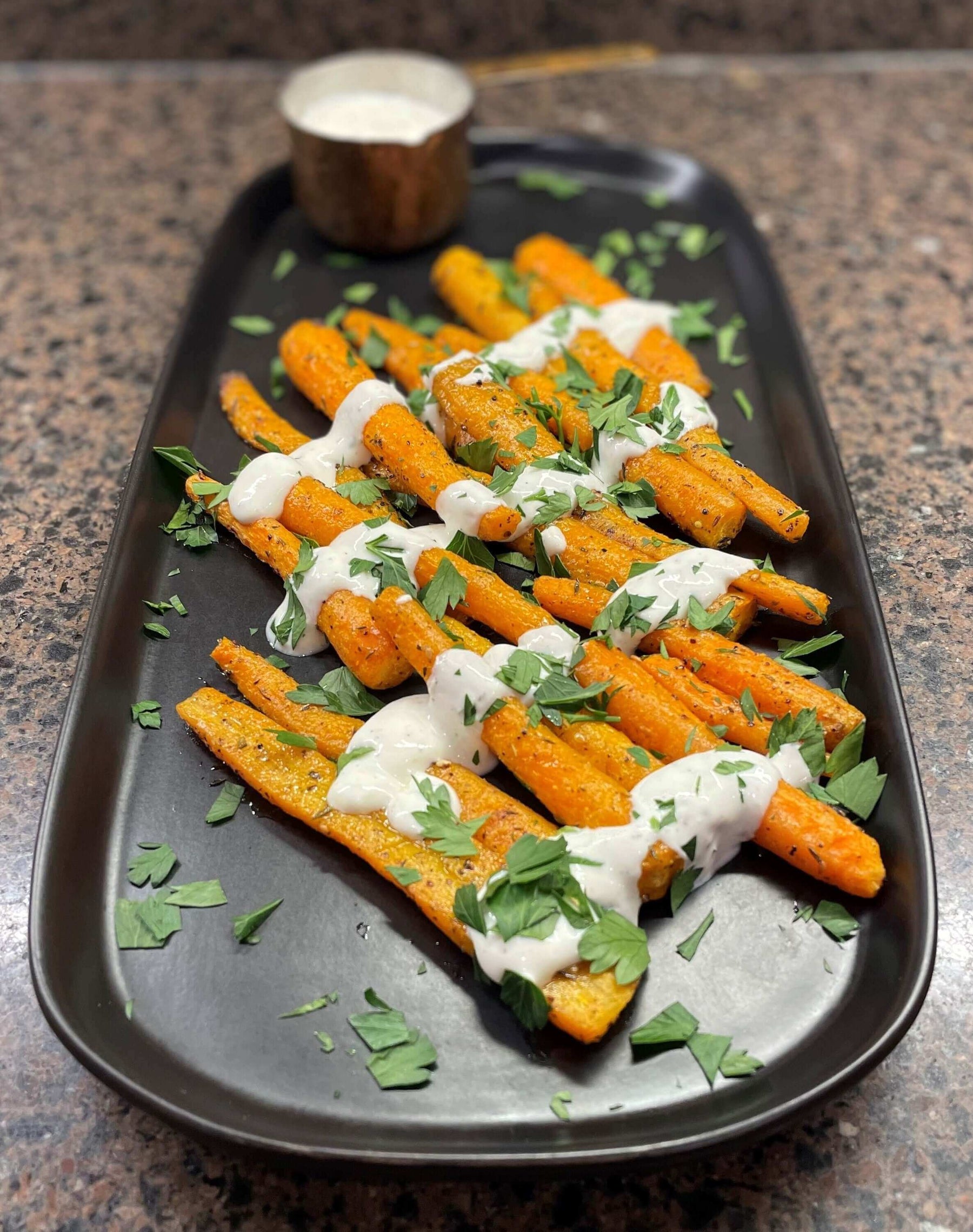 Roasted Carrots with tangy yogurt dressing