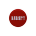 Holiday Wine Cap Designs featuring a red cap with the word 'NAUGHTY' in bold white lettering.