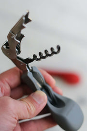 Close-up of Silicone Handled Corkscrew by CapaBunga, showcasing its ergonomic design and spiral cork opener.