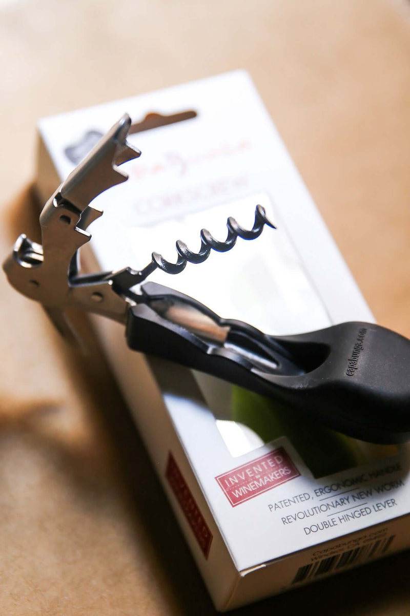 Silicone handled corkscrew by CapaBunga with innovative design for easy wine bottle opening.