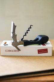 Silicone handled corkscrew by CapaBunga on display, designed for easy bottle opening without hand strain.
