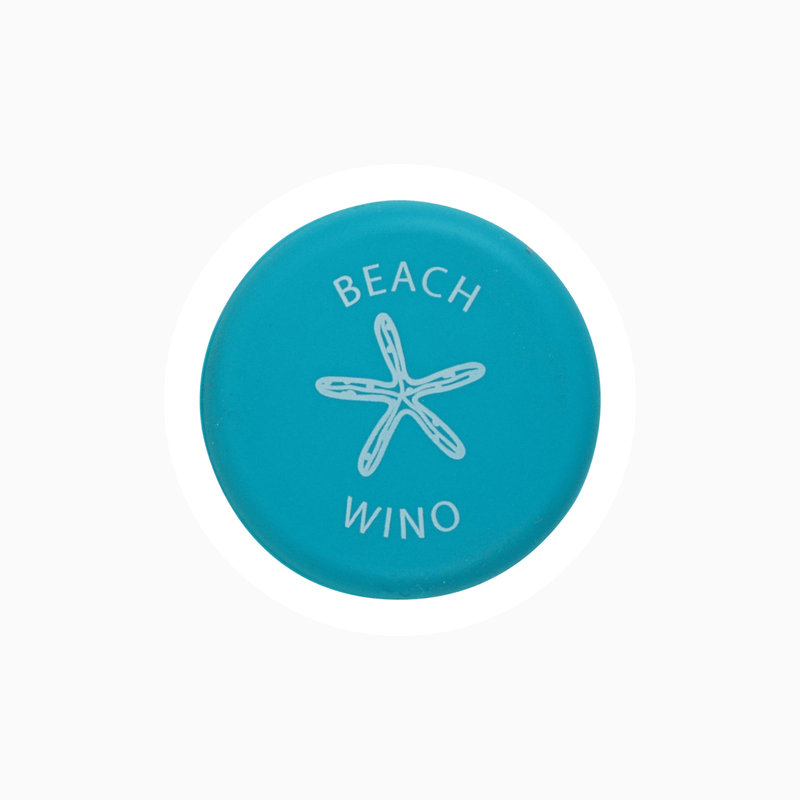 Beach Wino silicone wine cap design featuring a starfish illustration.