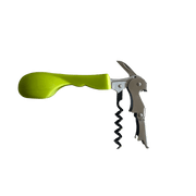 Ergonomic corkscrew with a comfortable green handle for easy wine bottle opening.