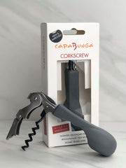 Ergonomic corkscrew with comfortable handle, designed for easy bottle opening and cork removal.