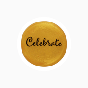 Gold silicone wine cap with the word 'Celebrate' for festive wine parties.