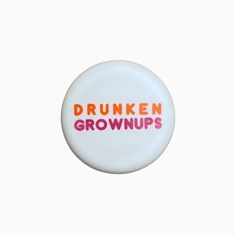 Silicone wine cap with 'Drunken Grownups' text design for fun wine storage.