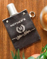 Mother's Helper 120ml Canvas Flask with black cover, silver cap, and keyring, perfect for holding your favorite beverage.