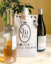 Mother's Helper 750ml canvas canteen with wine bottles, featuring a stylish design and durable cotton canvas construction.