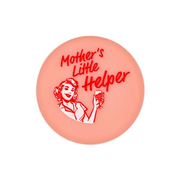 Silicone wine cap featuring the design 'Mother's Little Helper' with a vintage illustration