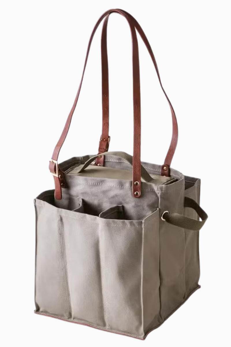 Caper Green Market Tote with adjustable handles and Insulated Insert