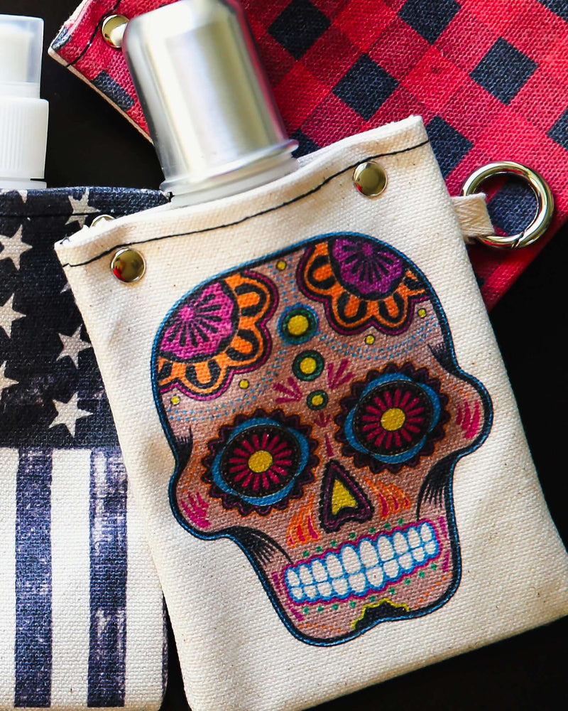 Colored Sugar Skull 120ml Canvas Flask