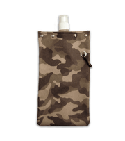 Camouflage 750ml canvas canteen with a BPA-free liner and rugged cotton cover.
