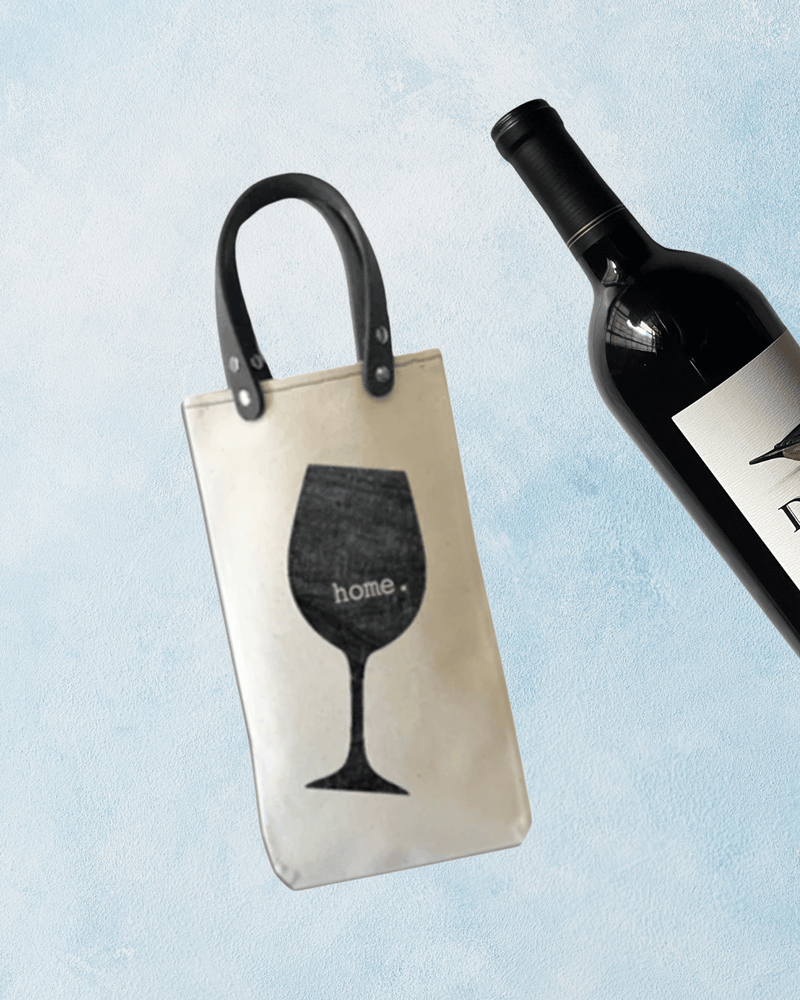 Wine Carrier/Tote with Vegan Leather Handles
