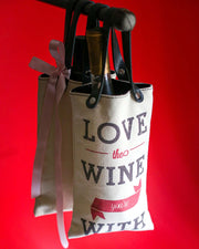 Wine Carrier/Tote with Vegan Leather Handles