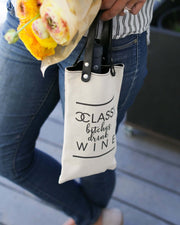 Wine Carrier/Tote with Vegan Leather Handles