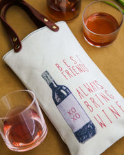 Wine Carrier/Tote with Vegan Leather Handles