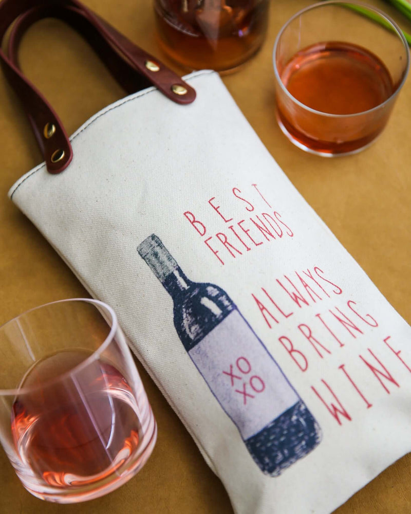 Wine Carrier/Tote with Vegan Leather Handles