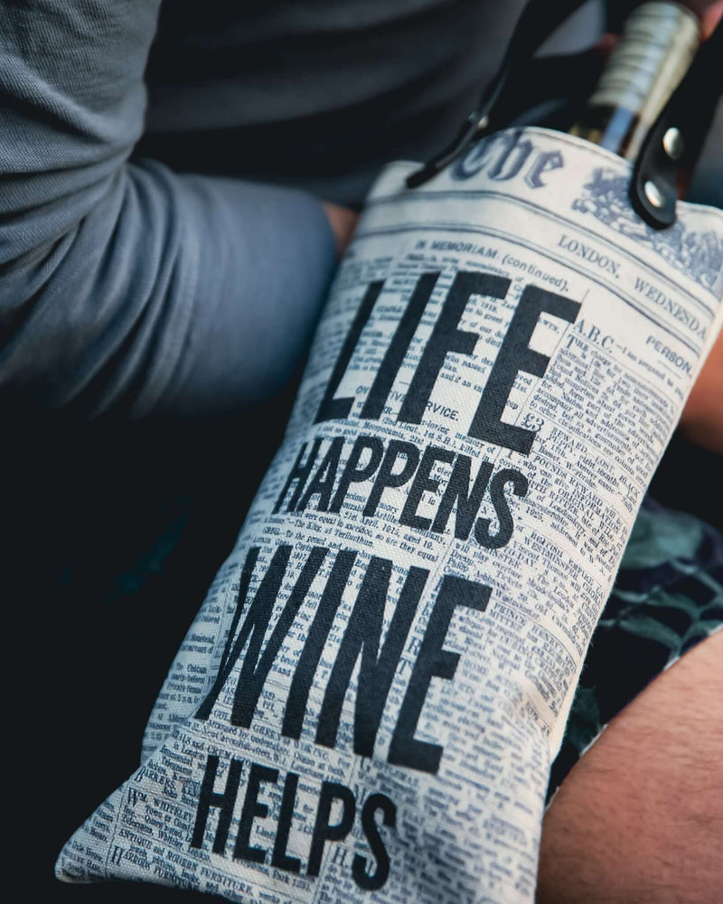 Wine Carrier/Tote with Vegan Leather Handles