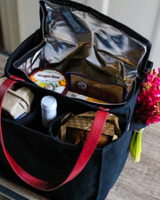 Designed to fit perfectly in the center section of the Market Tote, this black insulated insert with grey interior is also multipurpose. 