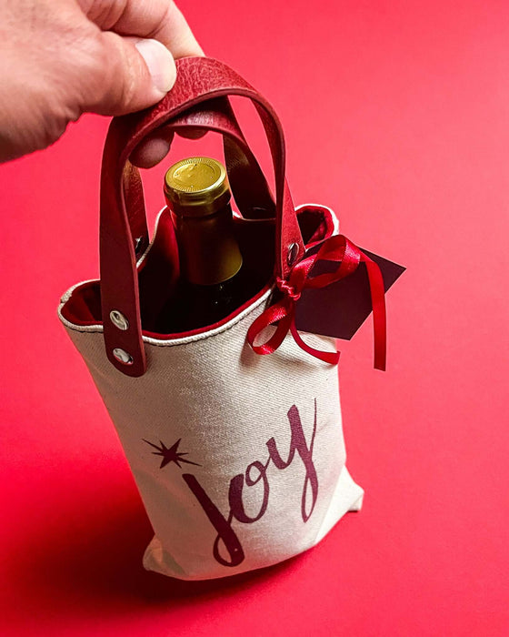 Wine Carrier/Tote with Vegan Leather Handles
