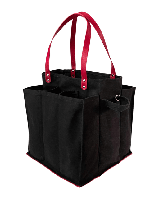 Market Tote canvas with vegan leather handles and base