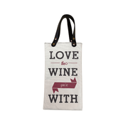 Wine Carrier/Tote with Vegan Leather Handles