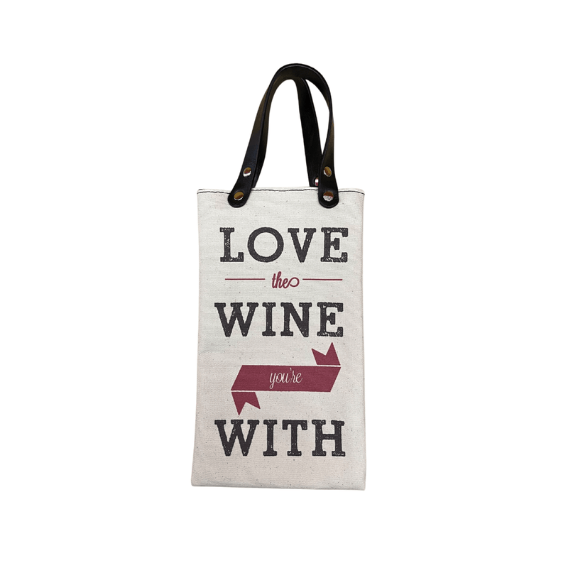 Wine Carrier/Tote with Vegan Leather Handles