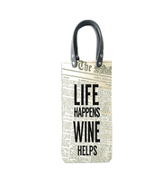 Wine Carrier/Tote with Vegan Leather Handles