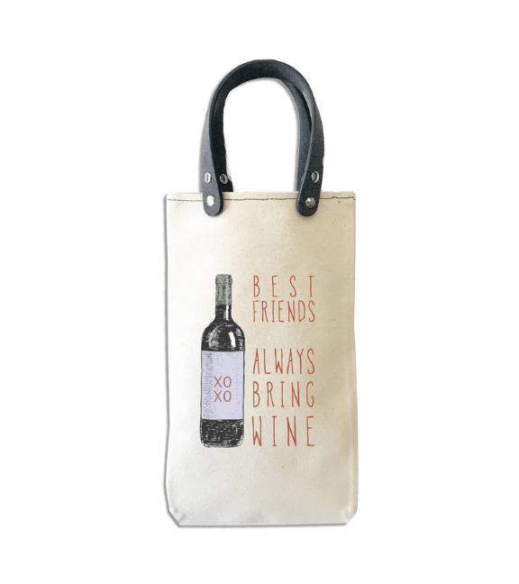 Wine Carrier/Tote with Vegan Leather Handles